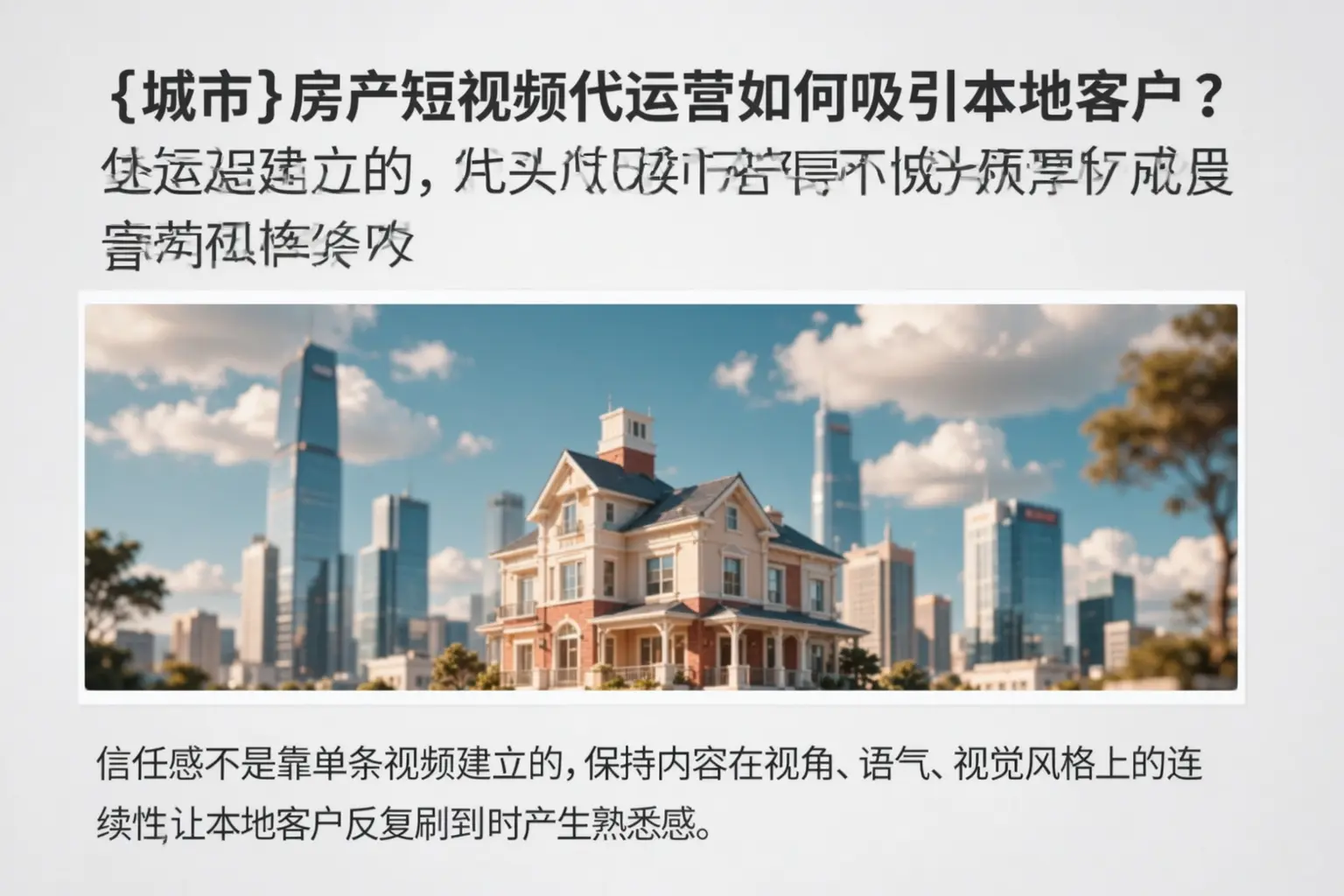 果洛房产短视频代运营如何吸引本地客户？
