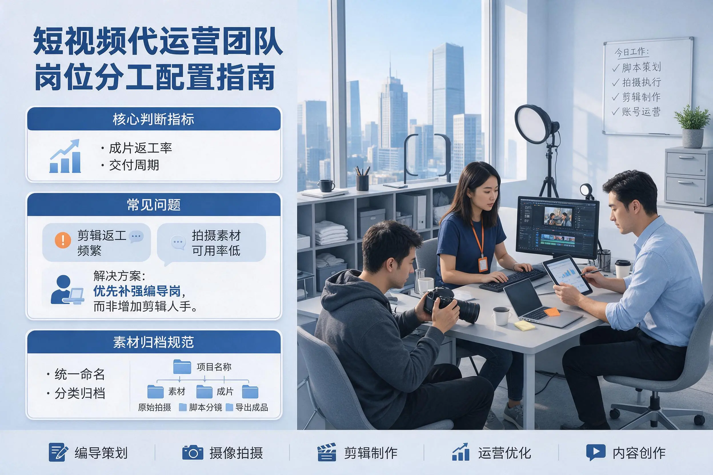 短视频代运营团队如何配置?果洛企业岗位分工科普说明