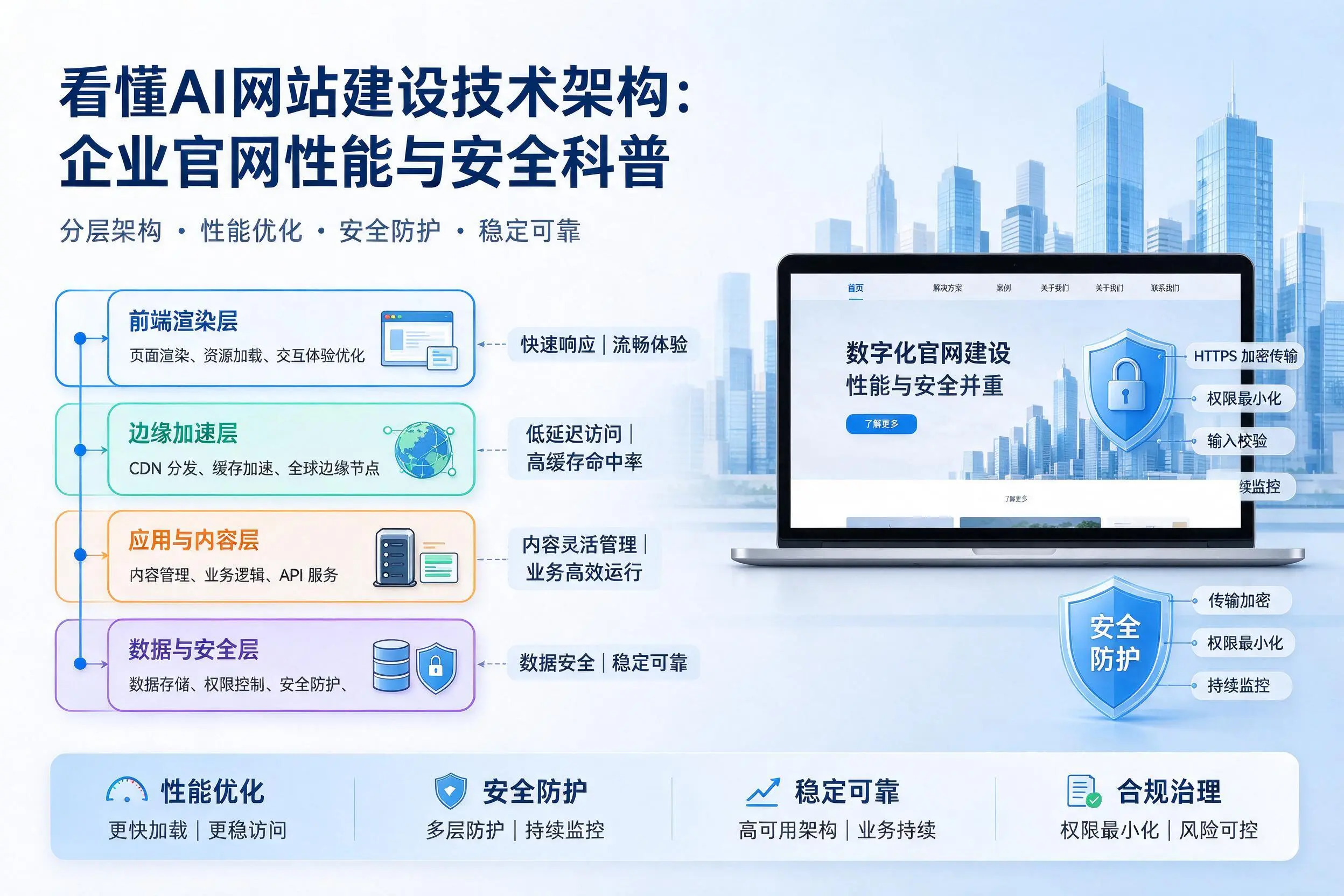 看懂AI网站建设技术架构：果洛企业官网性能与安全科普